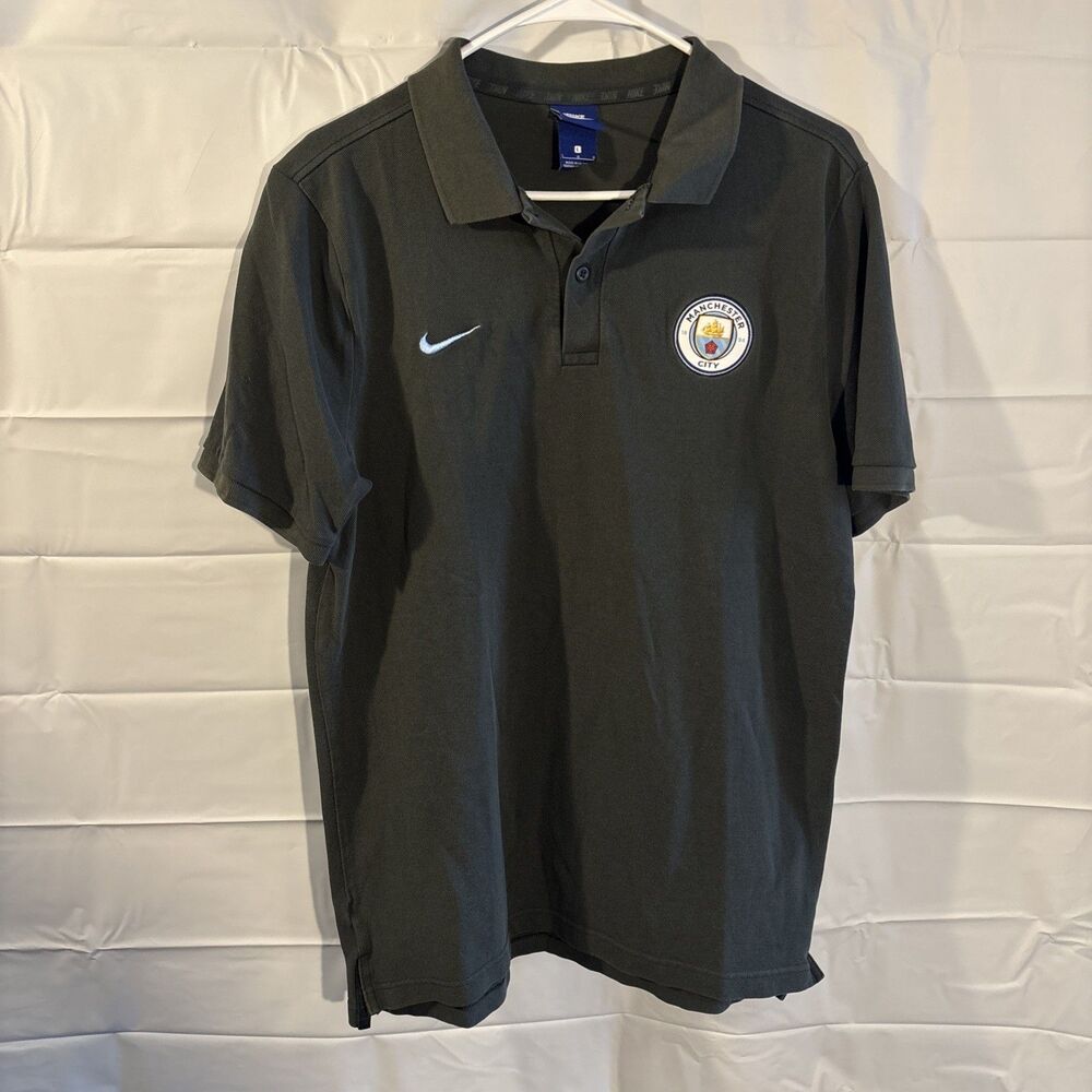 Manchester City 2017-18 Nike Polo Dark Green Men’s Large Short Sleeve W/ Crest